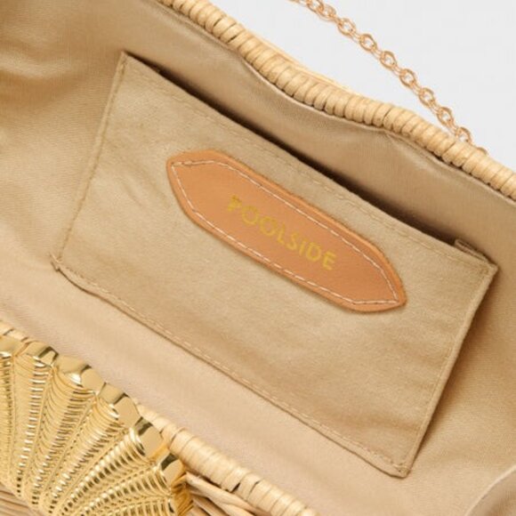 Poolside The Classica Clutch in Natural rattan hard case shoulder purse bag - Picture 3 of 10